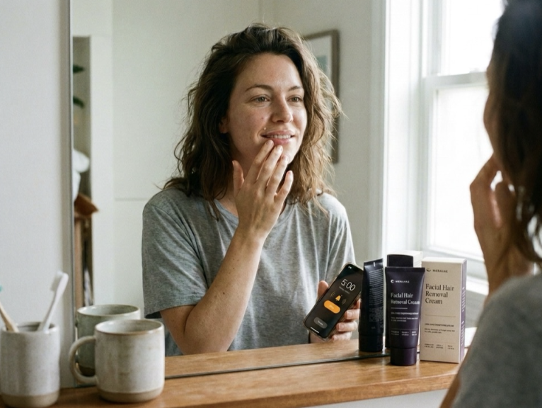 Meravae five minute facial hair removal routine