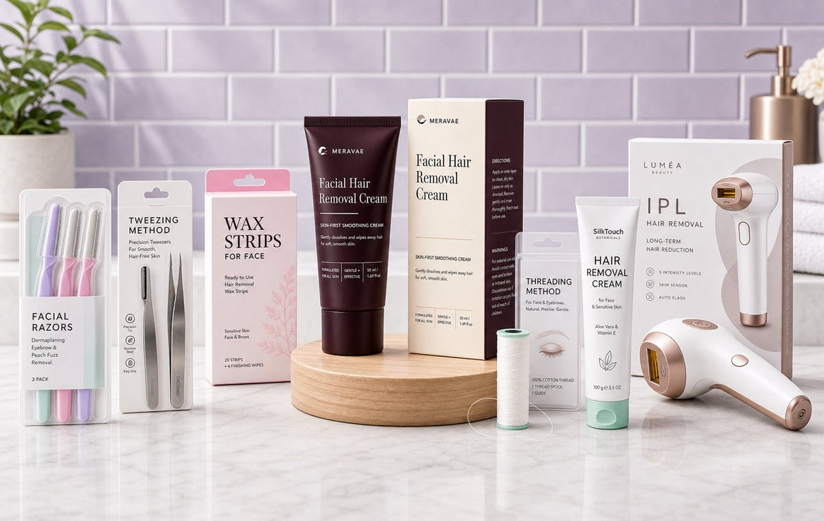 Meravae compared with facial razors, tweezers, wax strips, threading, old creams, and IPL