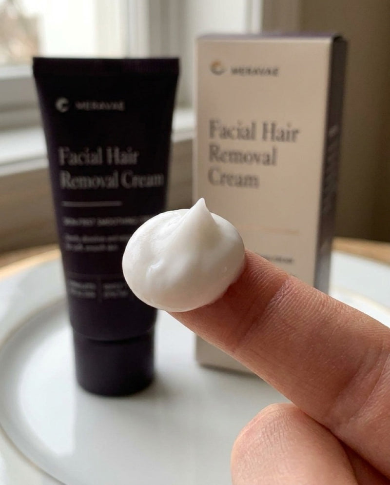 A dense pearl of Meravae cream cushioning on a fingertip